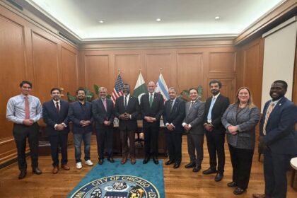 Ahsan Iqbal meets Mayor Brandon Johnson in Chicago to discuss education and partnerships