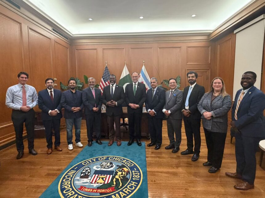 Ahsan Iqbal meets Mayor Brandon Johnson in Chicago to discuss education and partnerships