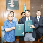 PMAS-AAUR and Nazarbayev University officials at MoU signing ceremony in Rawalpindi