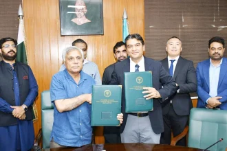 PMAS-AAUR and Nazarbayev University officials at MoU signing ceremony in Rawalpindi