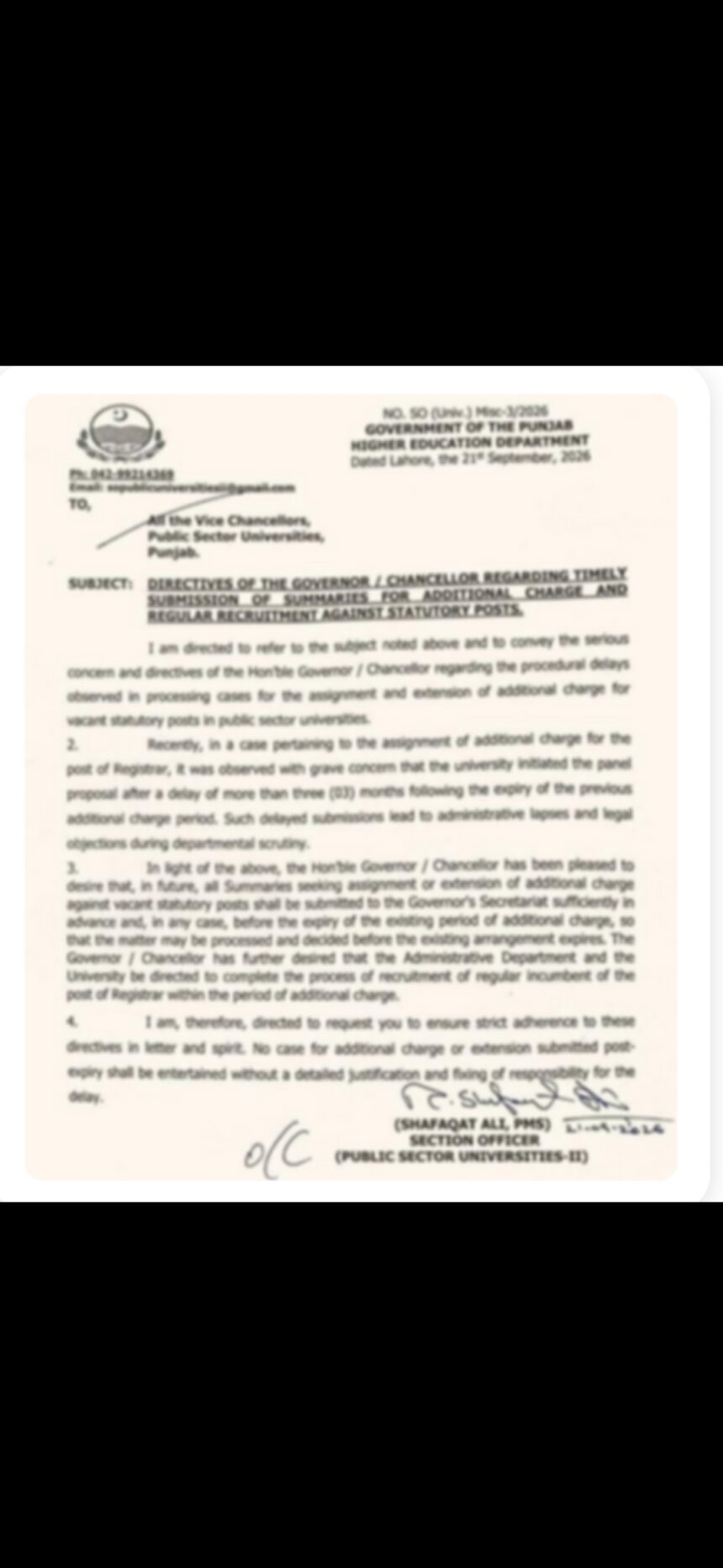 BZU’s Acting Registrar Controversy: After Repeated Warnings, When Will a Regular Registrar Be Appointed?