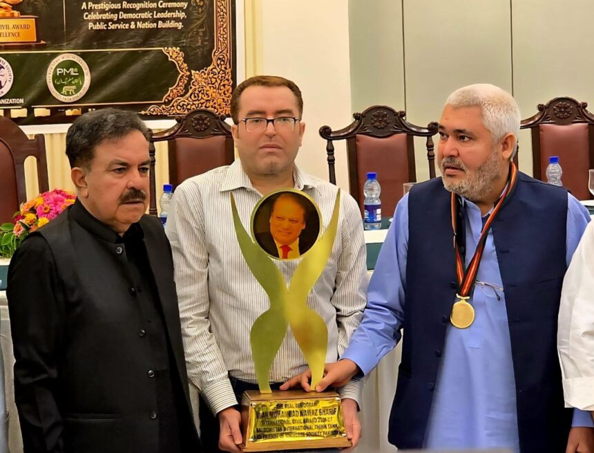 Jamal Shah Kakar Announces International Civil Award in Name of Nawaz Sharif