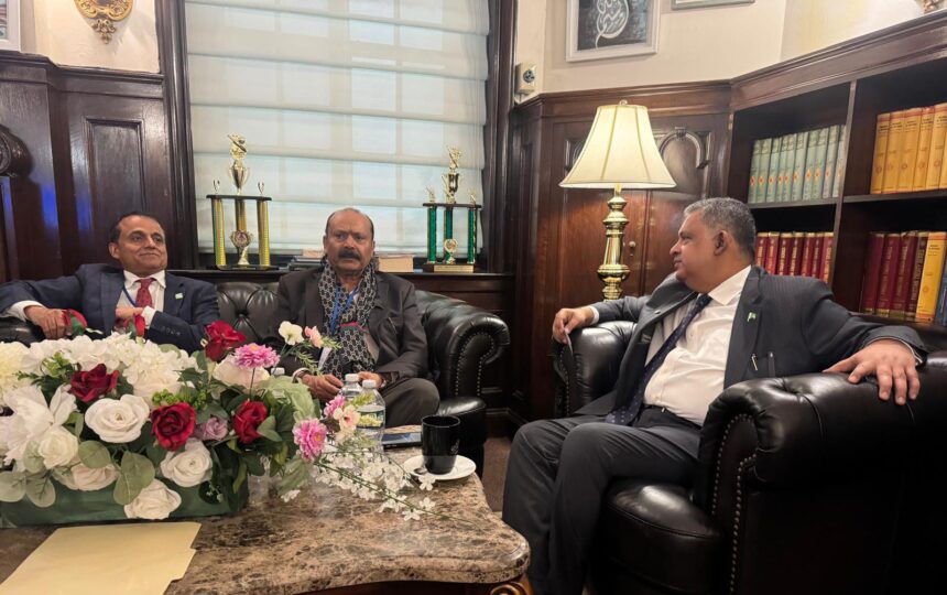 Rana Muhammad Qasim Noon Visits Pakistan Mission in New York to Discuss Kashmir Diplomacy