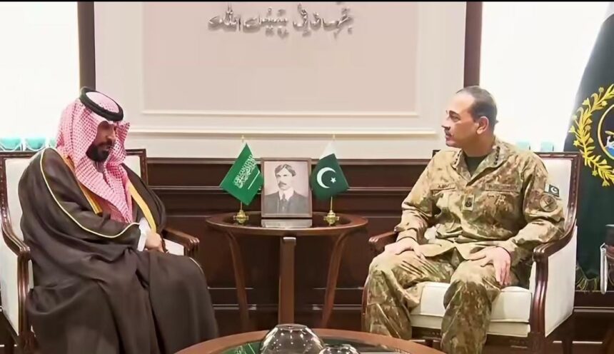 Field Marshal Asim Munir Meets Newly Appointed Saudi Ambassador Dr. Rajeh Tami Albugamy at GHQ